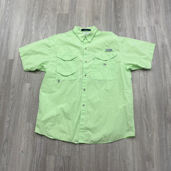 Columbia PFG Shirt Men's Large Green Lightweight Vented Fishing Performance - Picture 1 of 8
